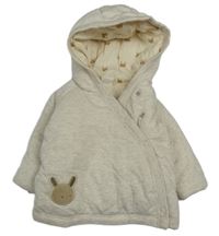 Béžová melírovaná zateplená zavinovací mikina s králíkem a kapucí Next