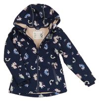 Tmavomodrá softshellová bunda s jednorožci a kapucí Dopodopo