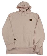 Světlerůžová mikina s hvězdičkami a nášivkou a kapsou a kapucí YIGGA