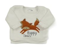 Bílá plyšová mikina s liškou Ergee