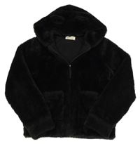 Černá kožešinová podšitá bunda s kapucí H&M