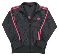 Tmavošedo-růžová propínací sportovní mikina s logy Adidas