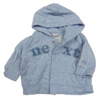 Světlemodrá melírovaná propínací mikina s kapucí Next