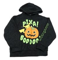 Černá batikovaná mikina s Pikachu, dýní a kapucí 