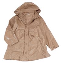 Růžový koženkový podšitý kabát s kapucí Zara