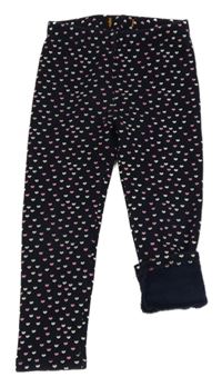 Tmavomodré zateplené legíny se srdíčky 