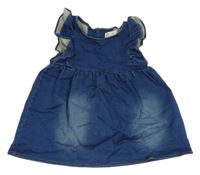 Modré teplákovo/riflové šaty s volánky 