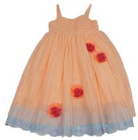 Neonově lososové tylové slavnostní šaty s květy H&M