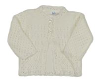 Bílý perforovaný propínací svetr BeeBo