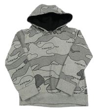 Šedá melírovaná army mikina s nápisy a kapucí Firetrap