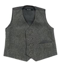 Černo-šedá vzorovaná společenská vesta 