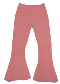 Růžové pletené flare kalhoty Shein