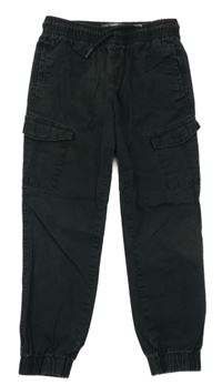 Černé plátěné cuff cargo kalhoty Denim Co.