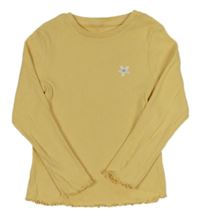 Žluté žebrované triko s kytičkou George