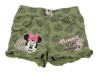 Khaki teplákové kraťasy s Minnie a listy Disney