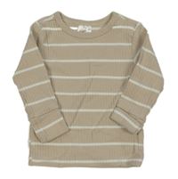 Béžovo-bílé pruhované žebrované triko H&M