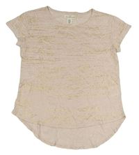 Světlerůžovo-zlaté vzorované tričko H&M