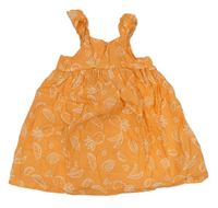 Oranžové plátěné šaty s ovocem Primark 