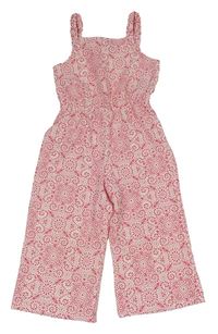 Bílo-růžový vzorovaný culottes overal zn. Primark