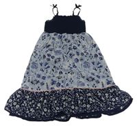 Světlemodro-tmavomodré šifonové žabičkové šaty s kytičkami George