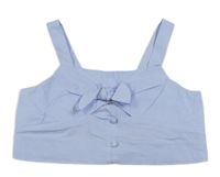 Světlemodrý plátěný crop top s mašlí Zara 