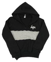 Černo-šedá mikina s logem a kapucí Hype 