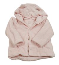 Světlerůžový sametový žebrovaný zateplený kabátek s kapucí M&S