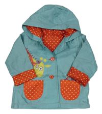 Světlemodrá šusťáková podzimní bunda se žirafou a kapucí Mothercare