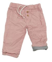 Světlerůžové manšestrové podšité kalhoty Smile