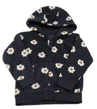 Tmavošedá kytytičkovaná fleecová propínací mikina s kapucí George 