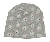 Šedá melírovaná čepice s jednorožci H&M