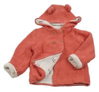 Růžový propínací podšitý svetr s kapucí M&S