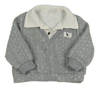 Šedá vzorovaná mikina se všitou košilí Shein