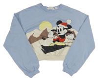 Světlemodrá crop mikina s Mickeym H&M