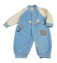 Modro-smetanový sametový overal se zvířátky 