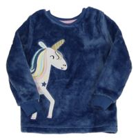 Tmavomodrá chlupatá mikina s jednorožcem George