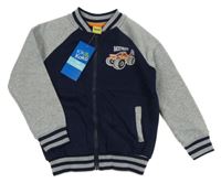 Nové - Tmavomodro-šedá propínací mikina s autem Kiki&Koko