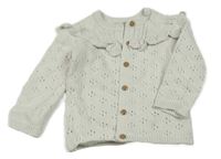 Smetanový propínací svetr s dirkovaným vzorem M&S