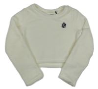 Smetanová chlupatá crop mikina s výšivkou Ikks