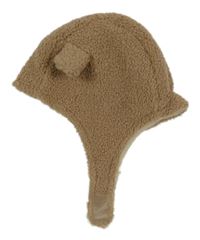 Béžová huňatá čepice s oušky Hema 