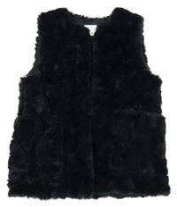 Tmavomodrá kožešinová podšitá vesta Zara