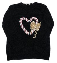 Černý žinylkový svetr s flitry Primark