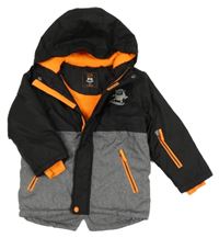 Šedo-černá šusťáková zimní bunda s příšerkou a kapucí Kiki&Koko