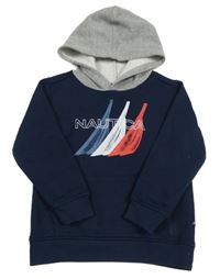 Tmavomodro-šedá mikina s logem a kapucí Nautica 