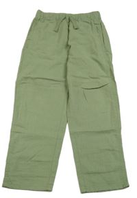 Světlekhaki volné lněné kalhoty H&M
