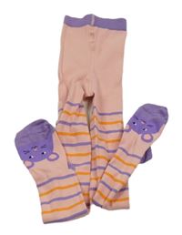 Broskvové punčocháče s proužky Next