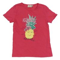 Fuchsiové tričko s ananasem Tom Tailor 