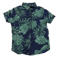 Tmavomodrá košile s listy Primark