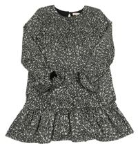 Sříbrno-černé vzorované šaty C&A