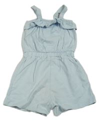 Světlemodrý bavlněný kraťasový overal s květy H&M